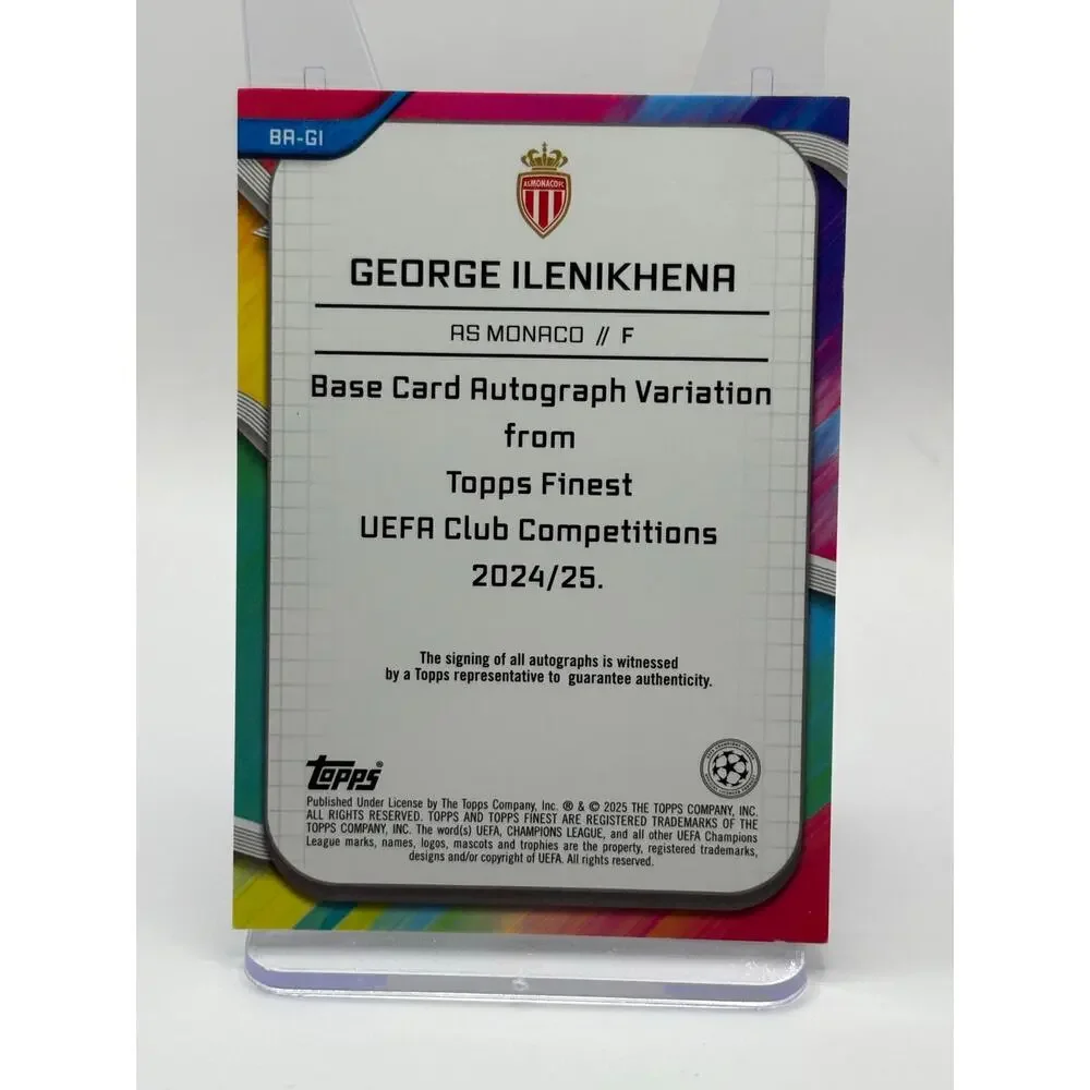 2024-25 Topps Finest UEFA Club George Ilenikhena Rookie Purple Auto /299 SP RC - Picture 2 of 2